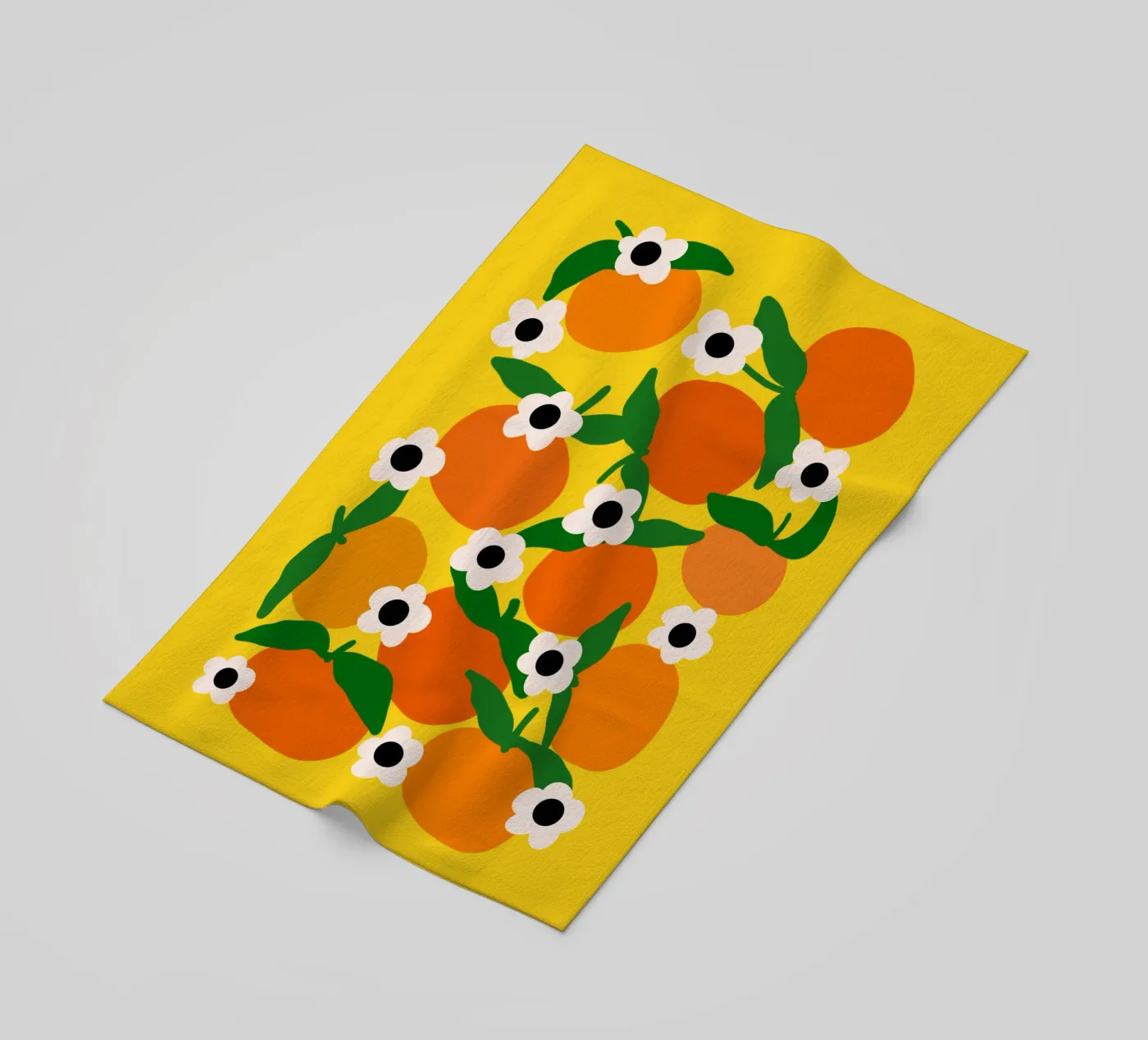 Blooming tangerines beach towel by TijanaArtStudio88