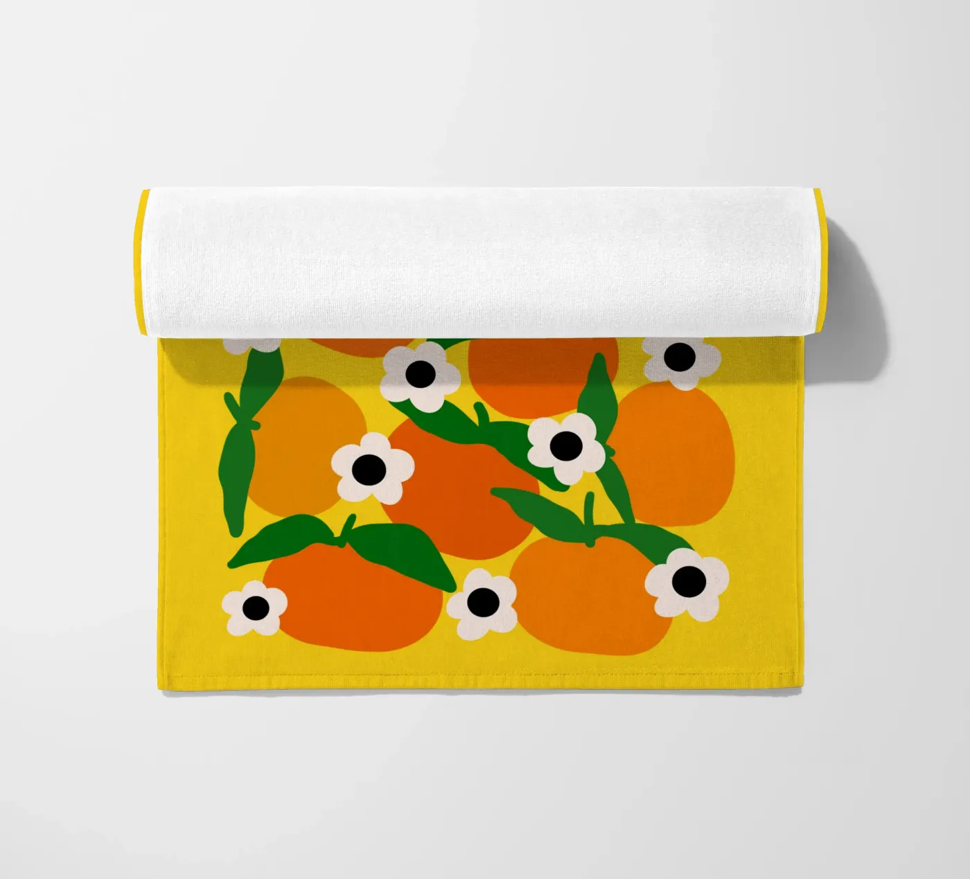 Blooming tangerines beach towel by TijanaArtStudio88