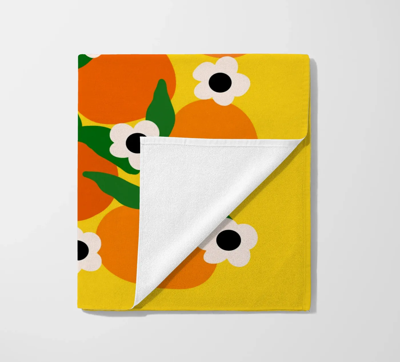 Blooming tangerines beach towel by TijanaArtStudio88