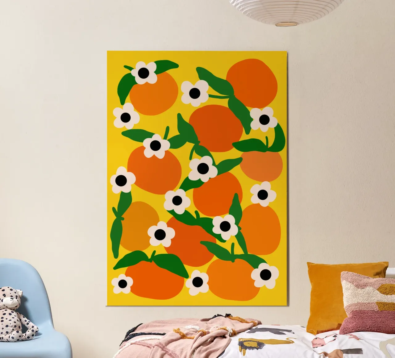 Blooming tangerines poster con telaio in alluminio da TijanaArtStudio88