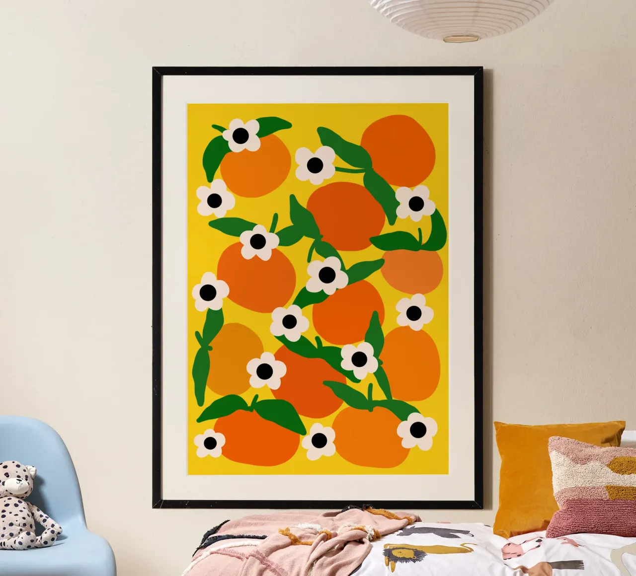 Blooming tangerines poster con telaio in alluminio da TijanaArtStudio88