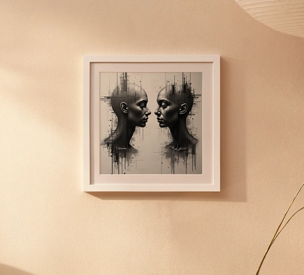 Immagine_specchio_grigio_10 poster con telaio in alluminio da AI-Portraits by LK