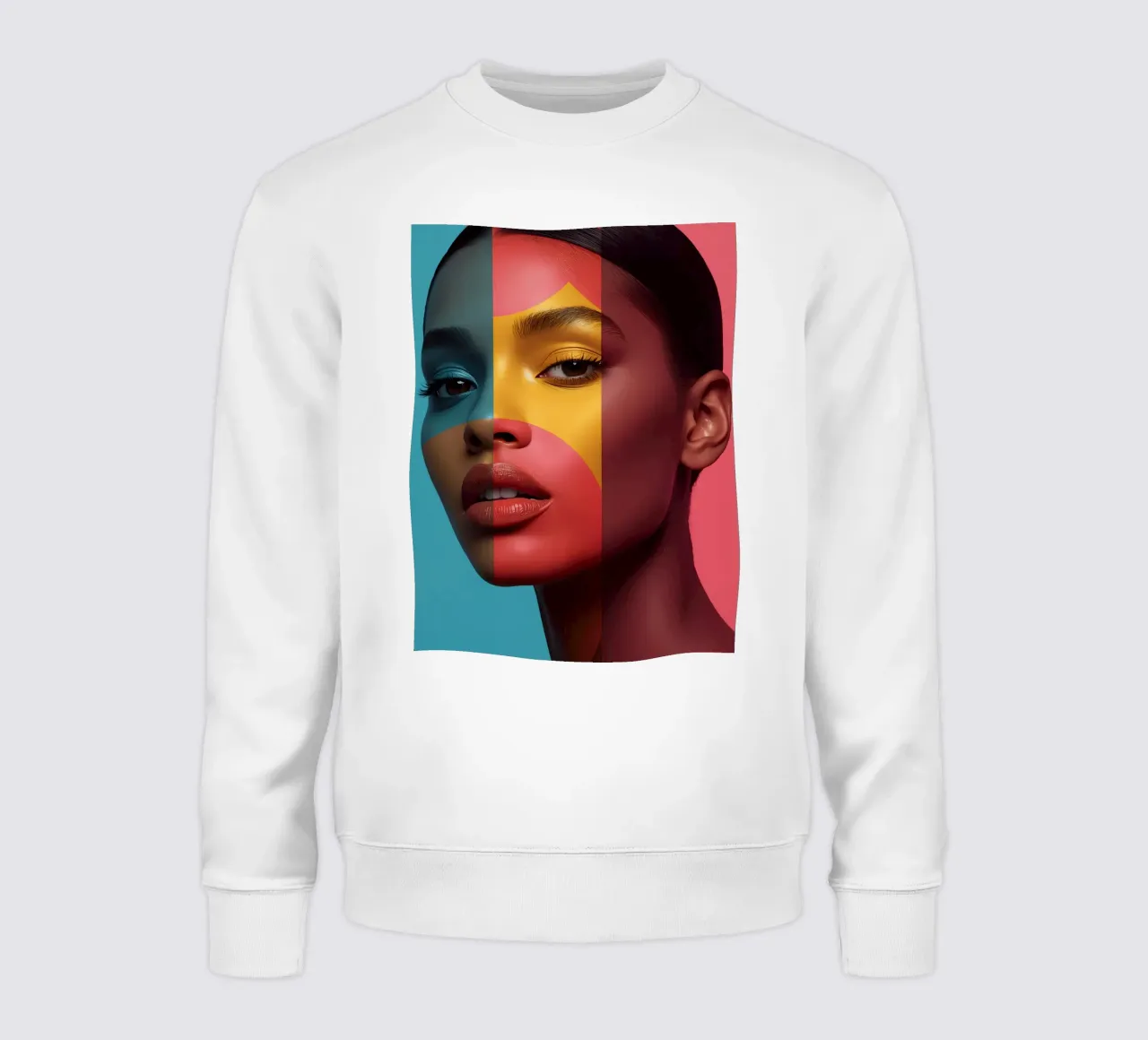 Woman's Face with Four Color Block Sections sweatshirt by DesignDoodle