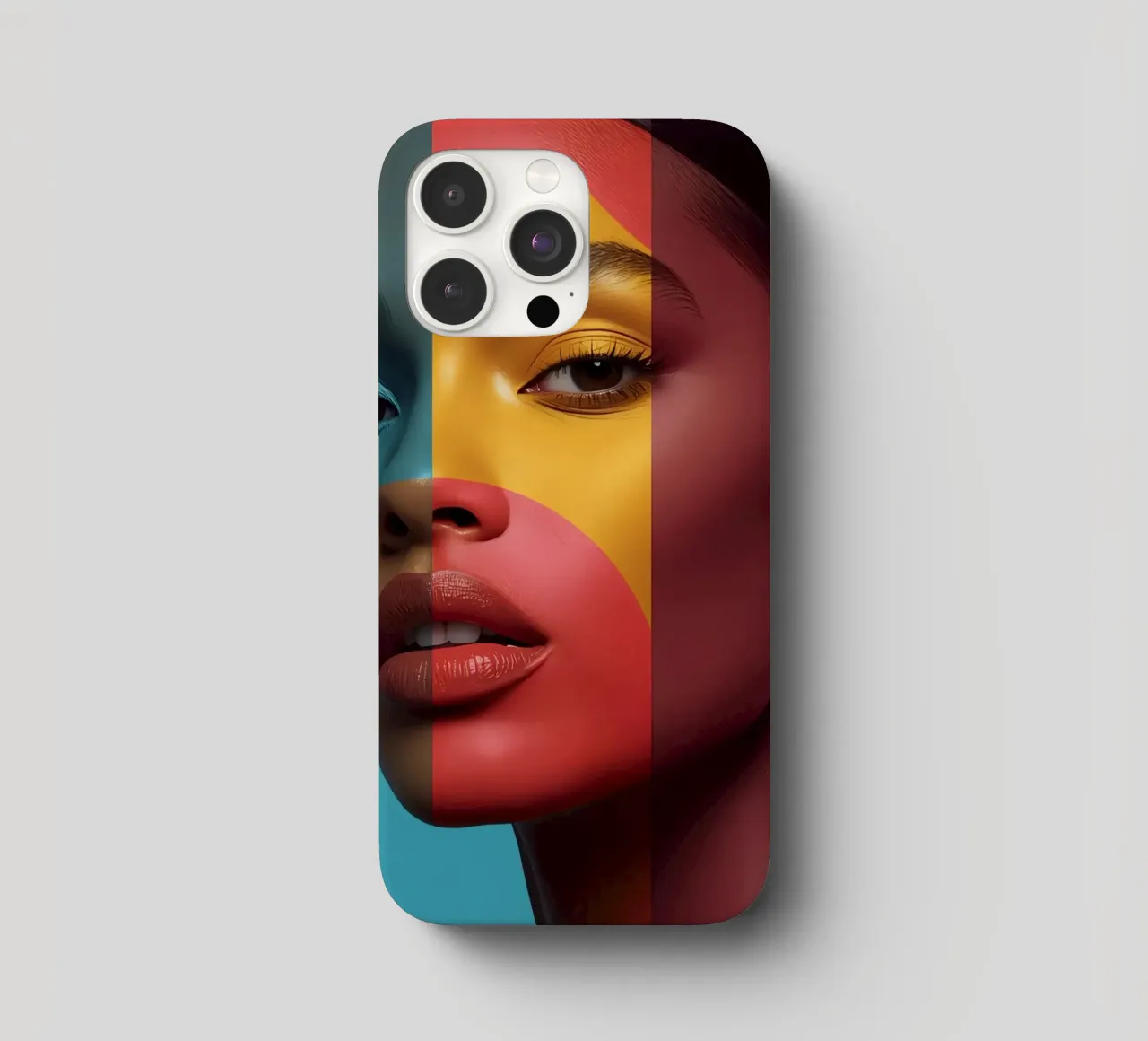 Woman's Face with Four Color Block Sections iphone case by DesignDoodle