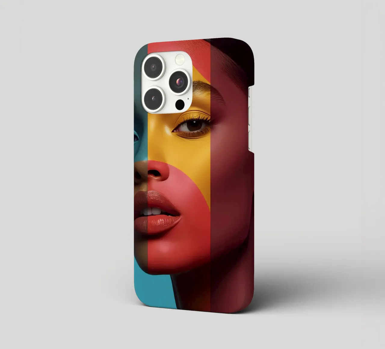 Woman's Face with Four Color Block Sections iphone case by DesignDoodle