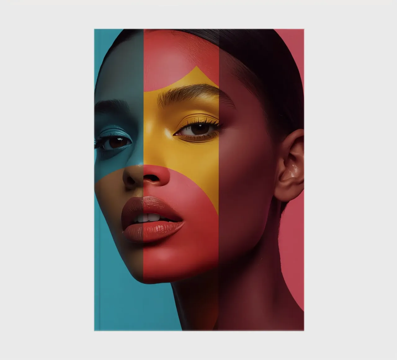 Woman's Face with Four Color Block Sections notebook by DesignDoodle