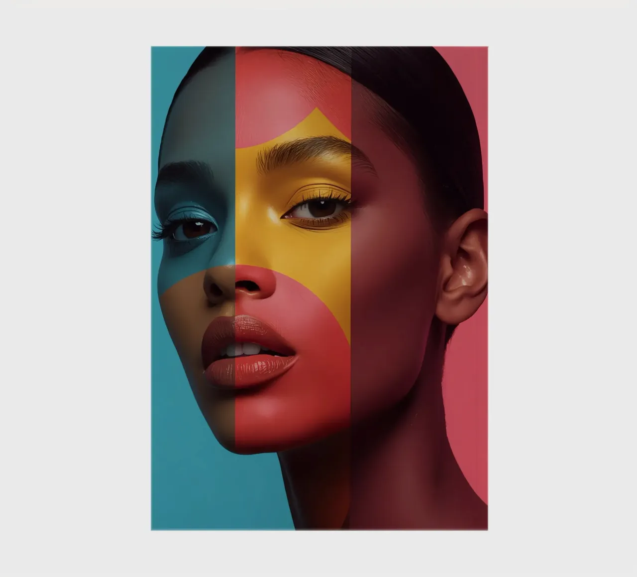 Woman's Face with Four Color Block Sections notebook by DesignDoodle