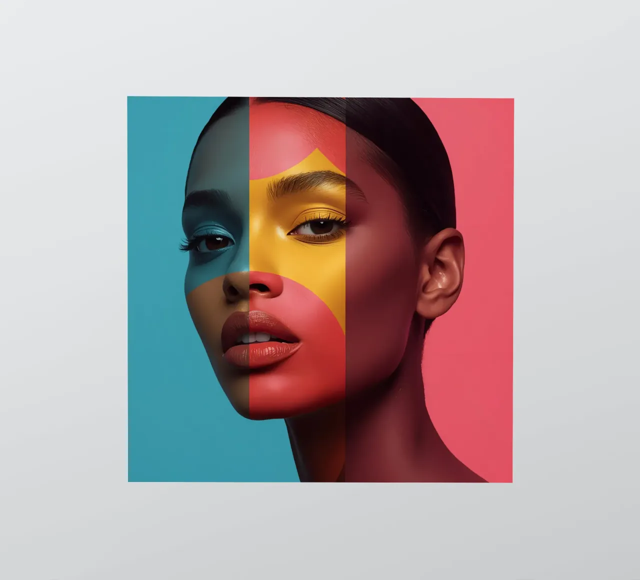 Woman's Face with Four Color Block Sections sticker by DesignDoodle