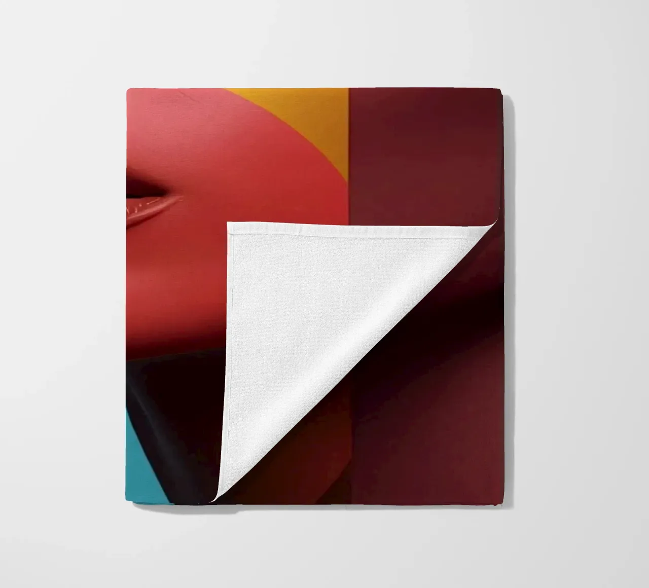 Woman's Face with Four Color Block Sections beach towel by DesignDoodle