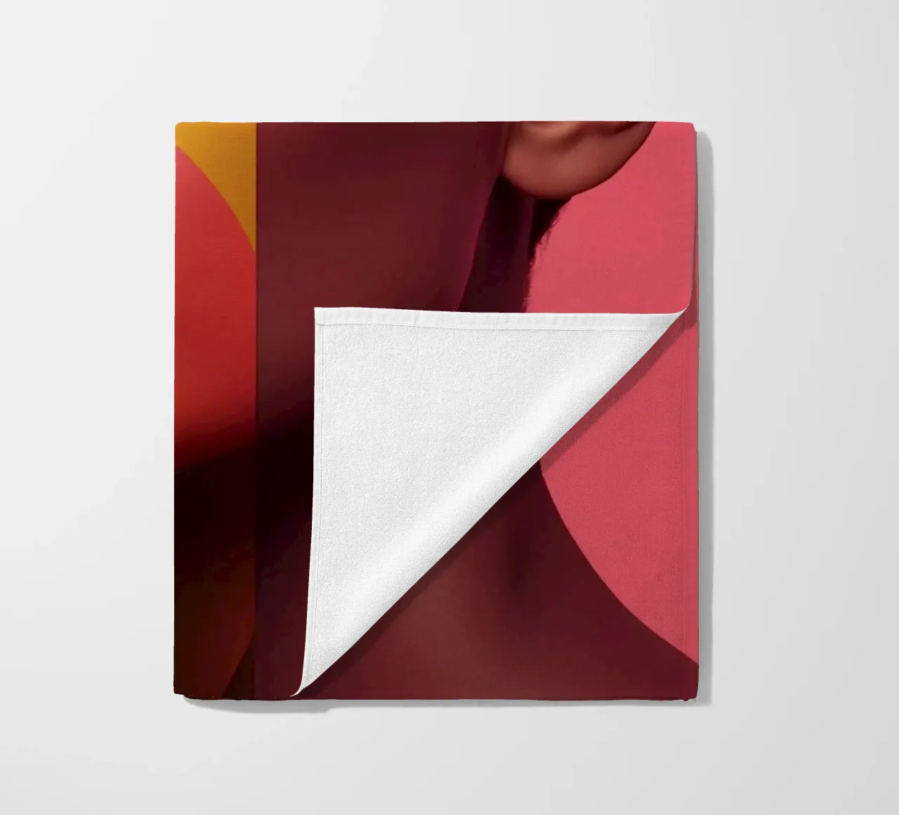 Woman's Face with Four Color Block Sections beach towel by DesignDoodle