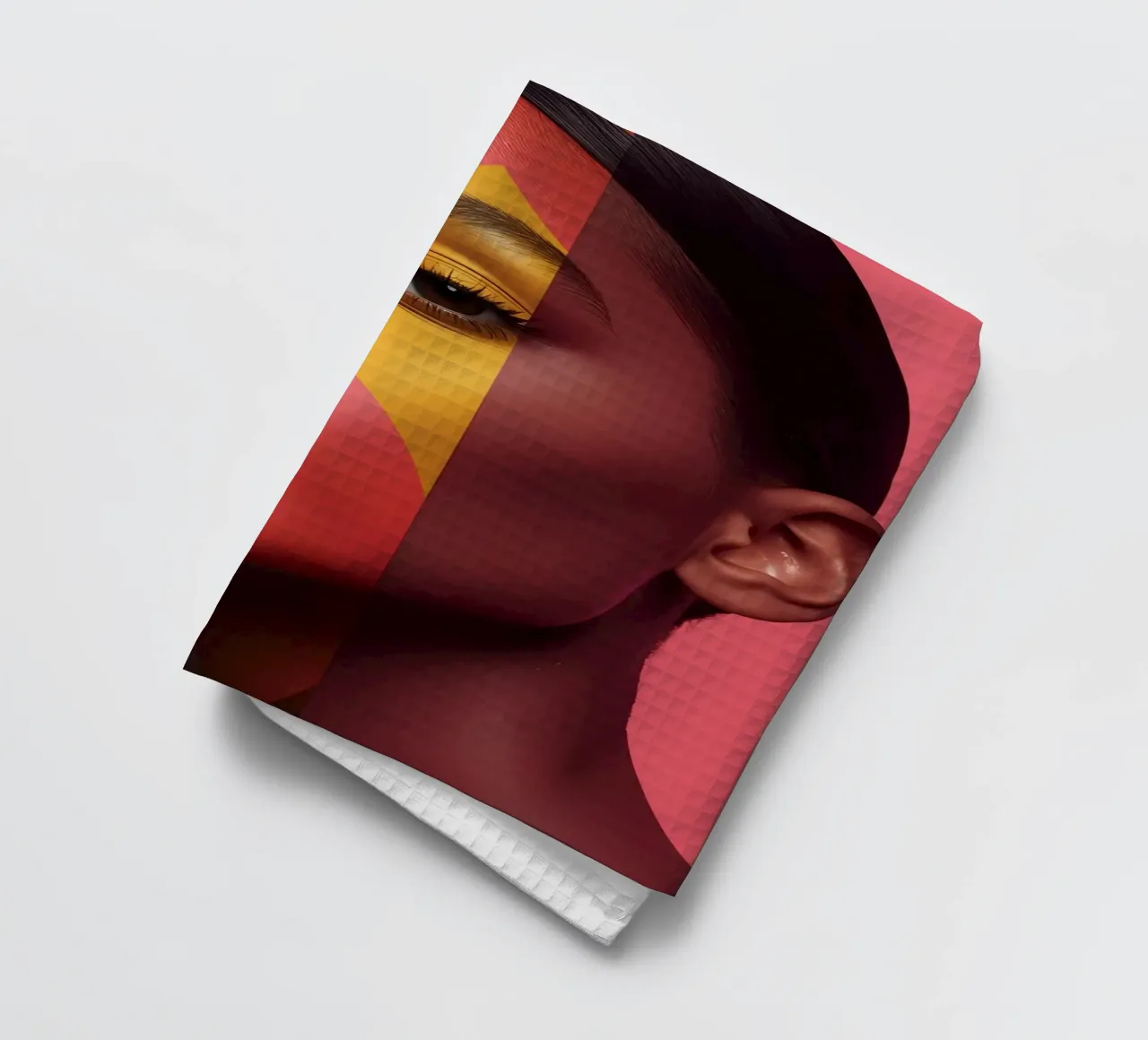 Woman's Face with Four Color Block Sections tea towel by DesignDoodle