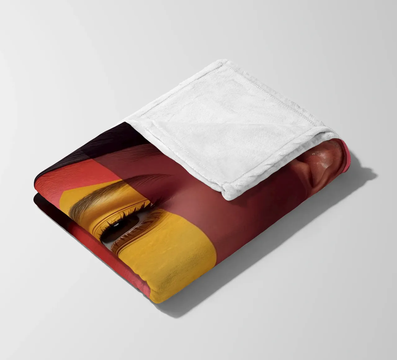 Woman's Face with Four Color Block Sections fleece blanket by DesignDoodle