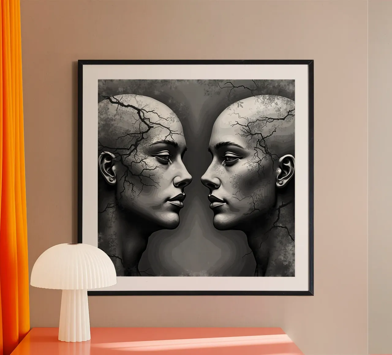 Immagine_specchio_grigio_11 poster con telaio in plastica da AI-Portraits by LK