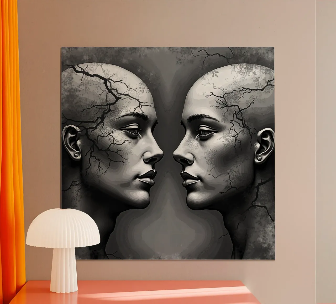 Immagine_specchio_grigio_11 poster con telaio in plastica da AI-Portraits by LK