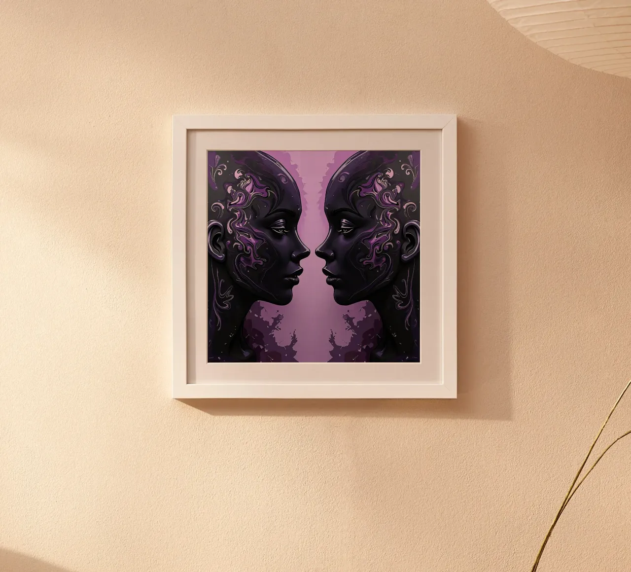 Immagine_specchio_viola_1 poster con telaio in plastica da AI-Portraits by LK
