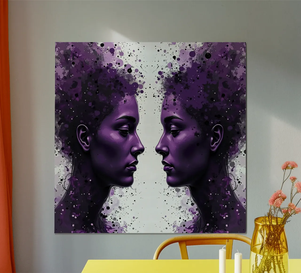 Immagine_specchio_viola_2 poster con telaio in alluminio da AI-Portraits by LK