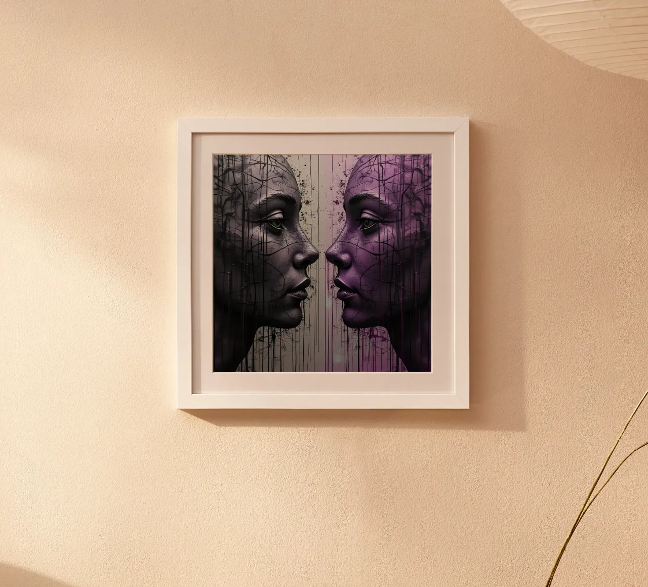 Immagine_specchio_viola_3 poster con telaio in plastica da AI-Portraits by LK