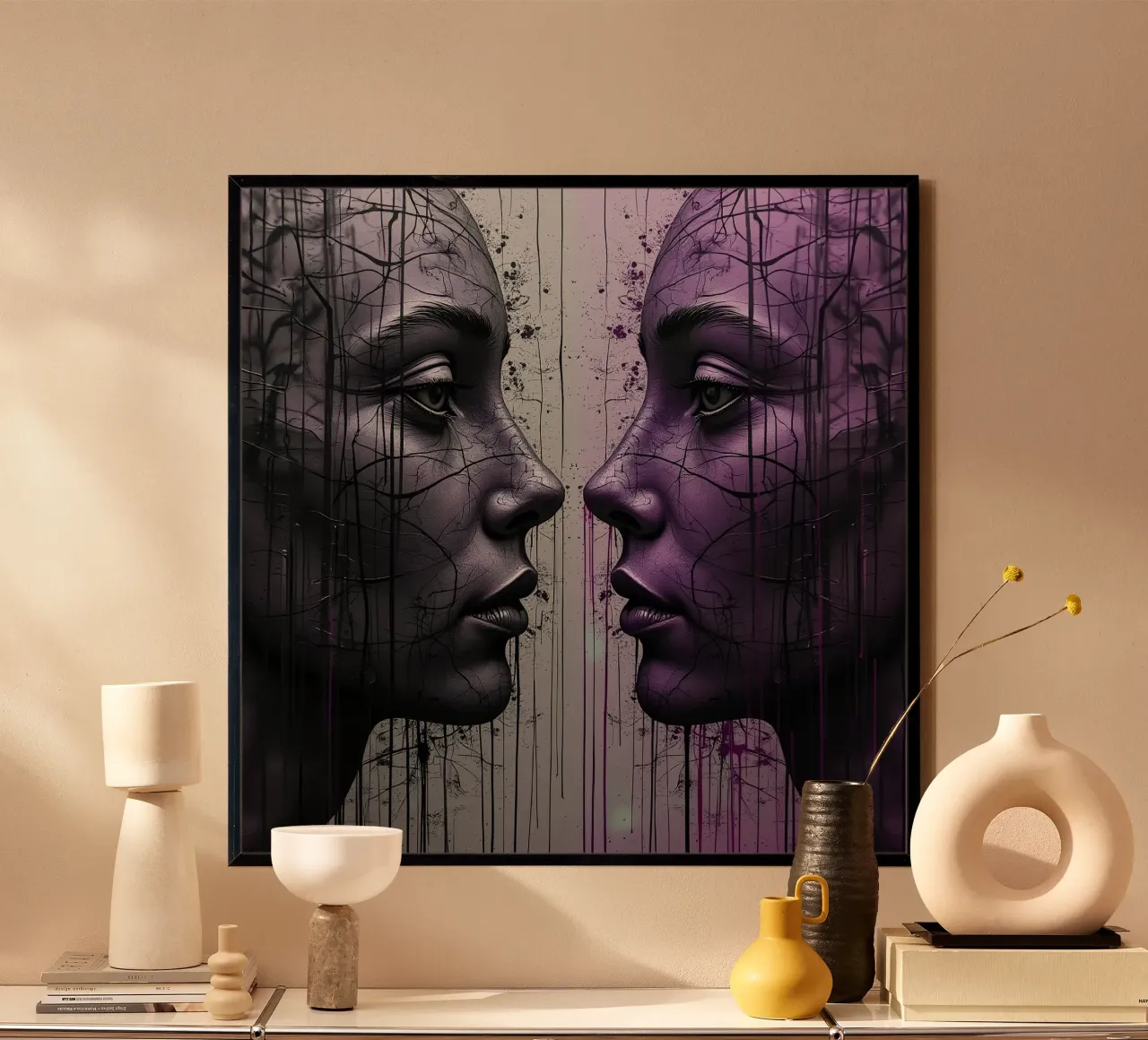 Immagine_specchio_viola_3 poster con telaio in plastica da AI-Portraits by LK