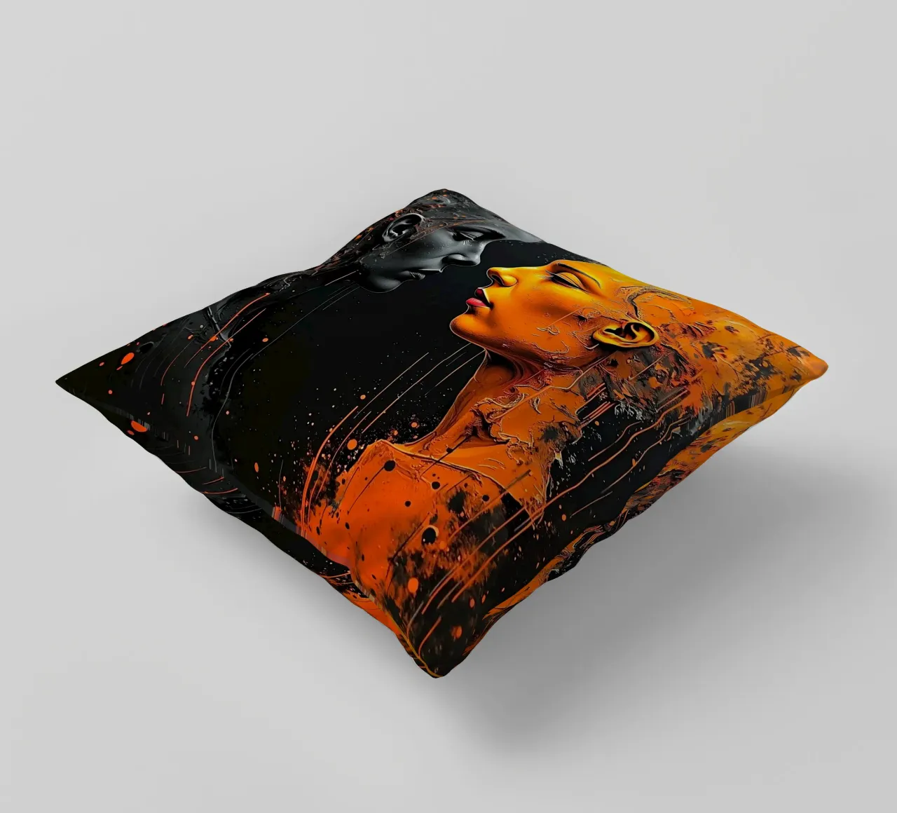 Immagine_specchio_arancio_1 cuscino da AI-Portraits by LK