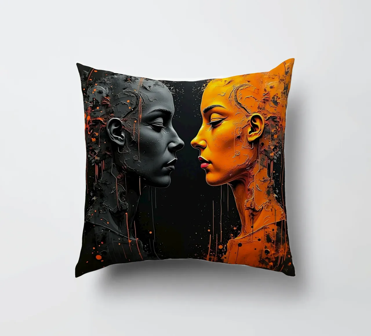 Immagine_specchio_arancio_1 cuscino da AI-Portraits by LK