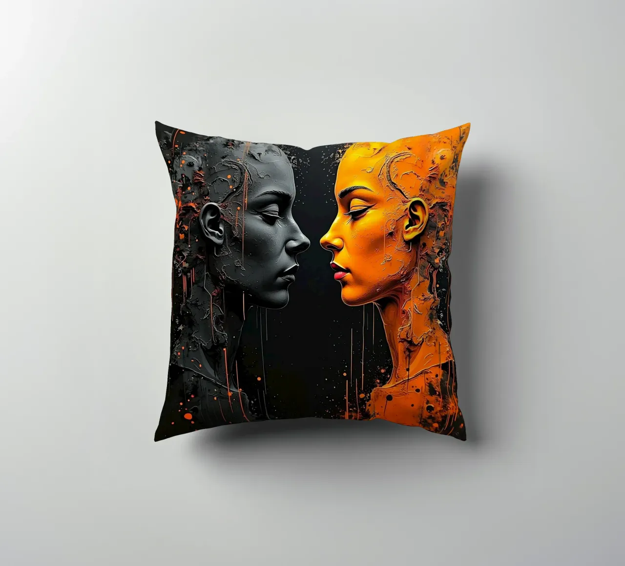 Immagine_specchio_arancio_1 cuscino da AI-Portraits by LK