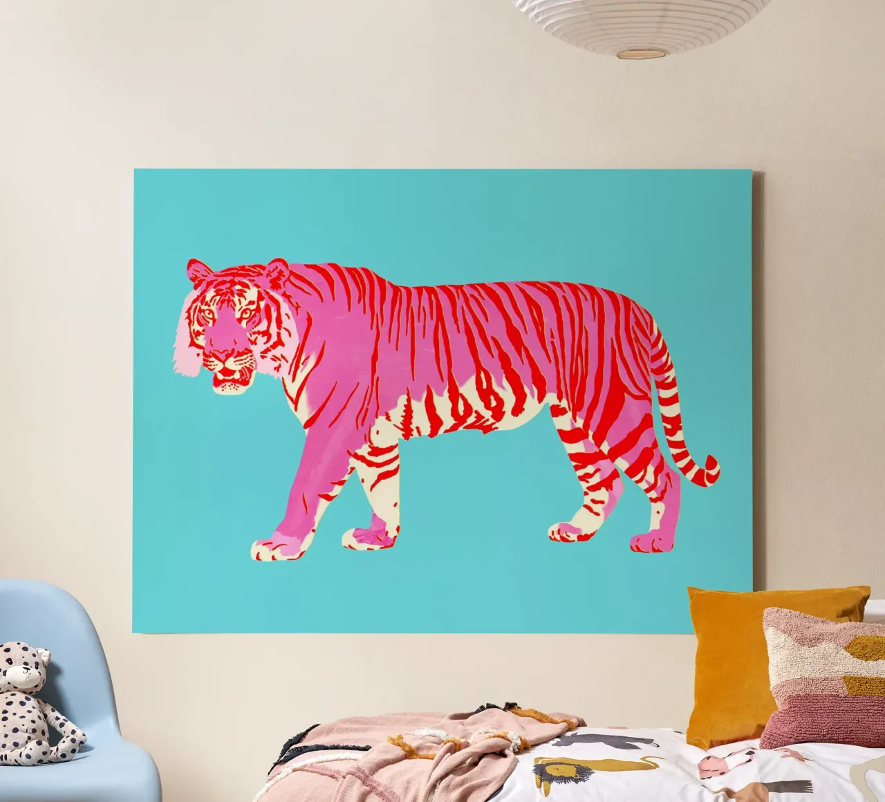 Rosso tigre rosa tela con Cornice a cassetta da Asha Designs