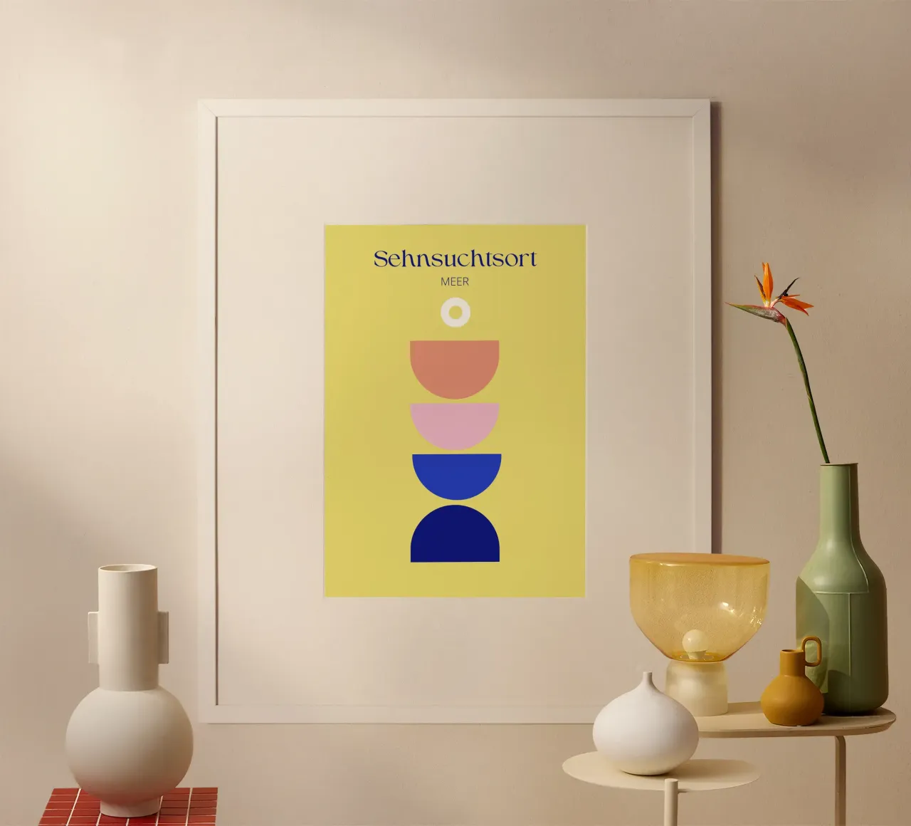 Sehnsuchtsort Meer poster con telaio in legno da Grünkraftwerk