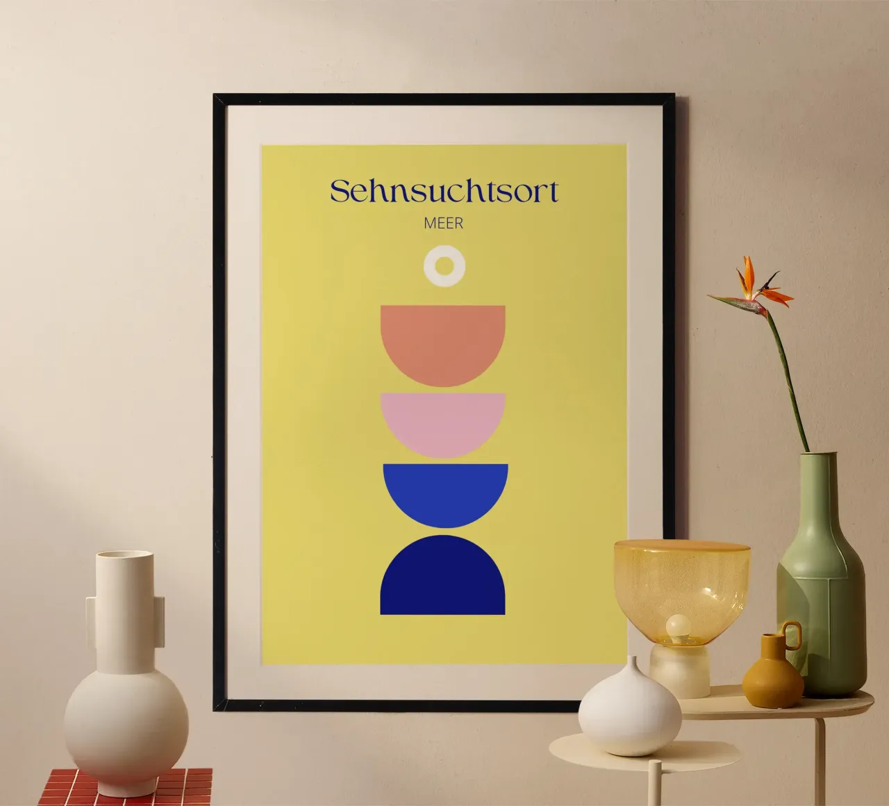 Sehnsuchtsort Meer poster con telaio in legno da Grünkraftwerk