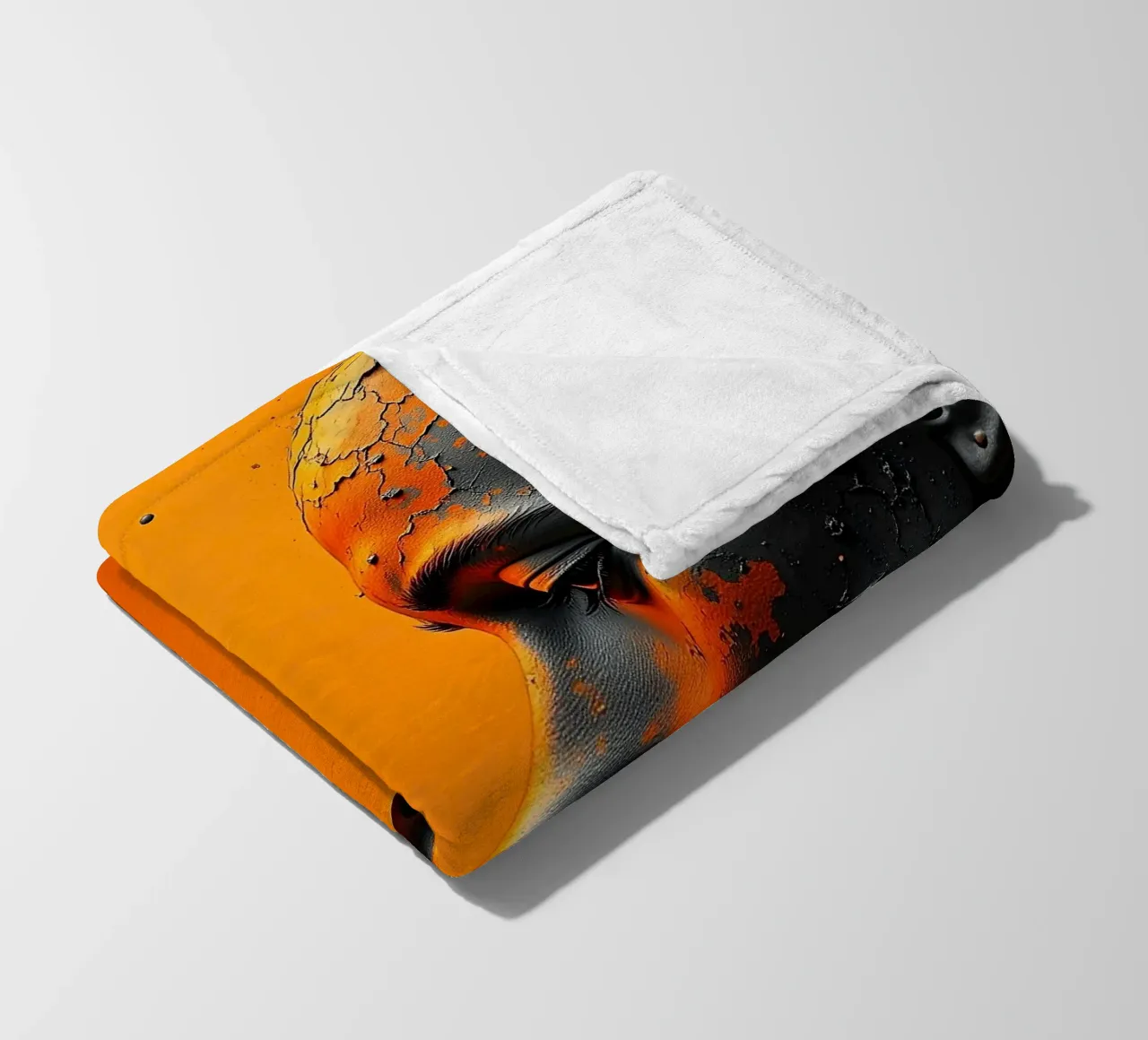 Immagine_specchio_arancione_2 coperta in pile da AI-Portraits by LK