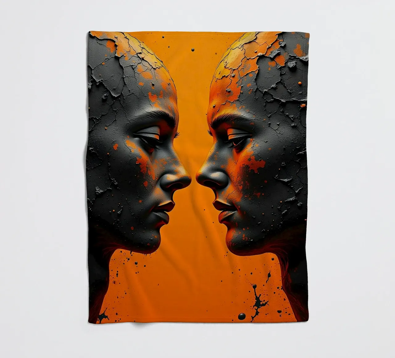 Immagine_specchio_arancione_2 coperta in pile da AI-Portraits by LK