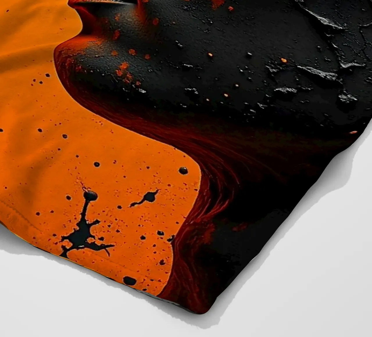 Immagine_specchio_arancione_2 coperta in pile da AI-Portraits by LK