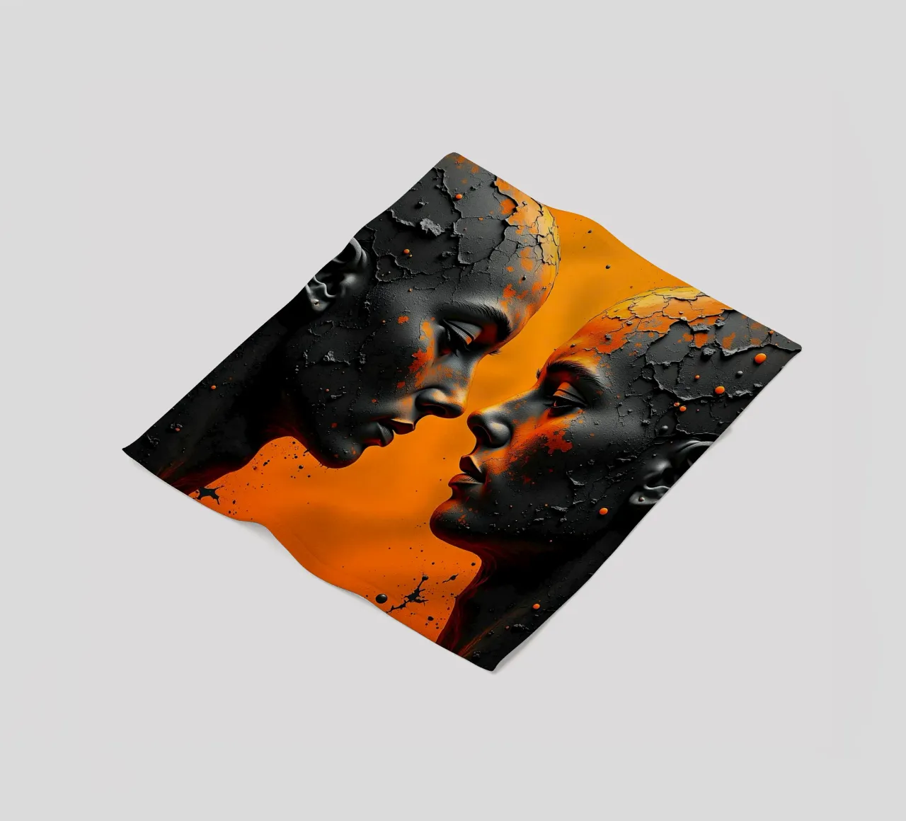 Immagine_specchio_arancione_2 coperta in pile da AI-Portraits by LK