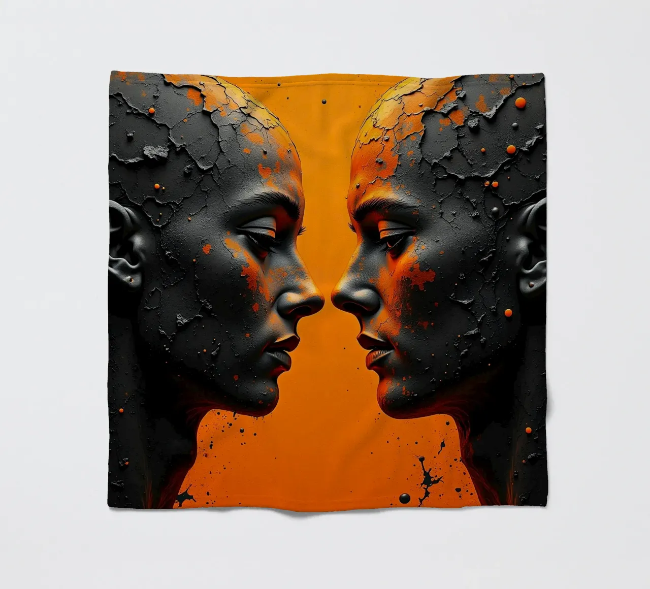Immagine_specchio_arancione_2 coperta in pile da AI-Portraits by LK