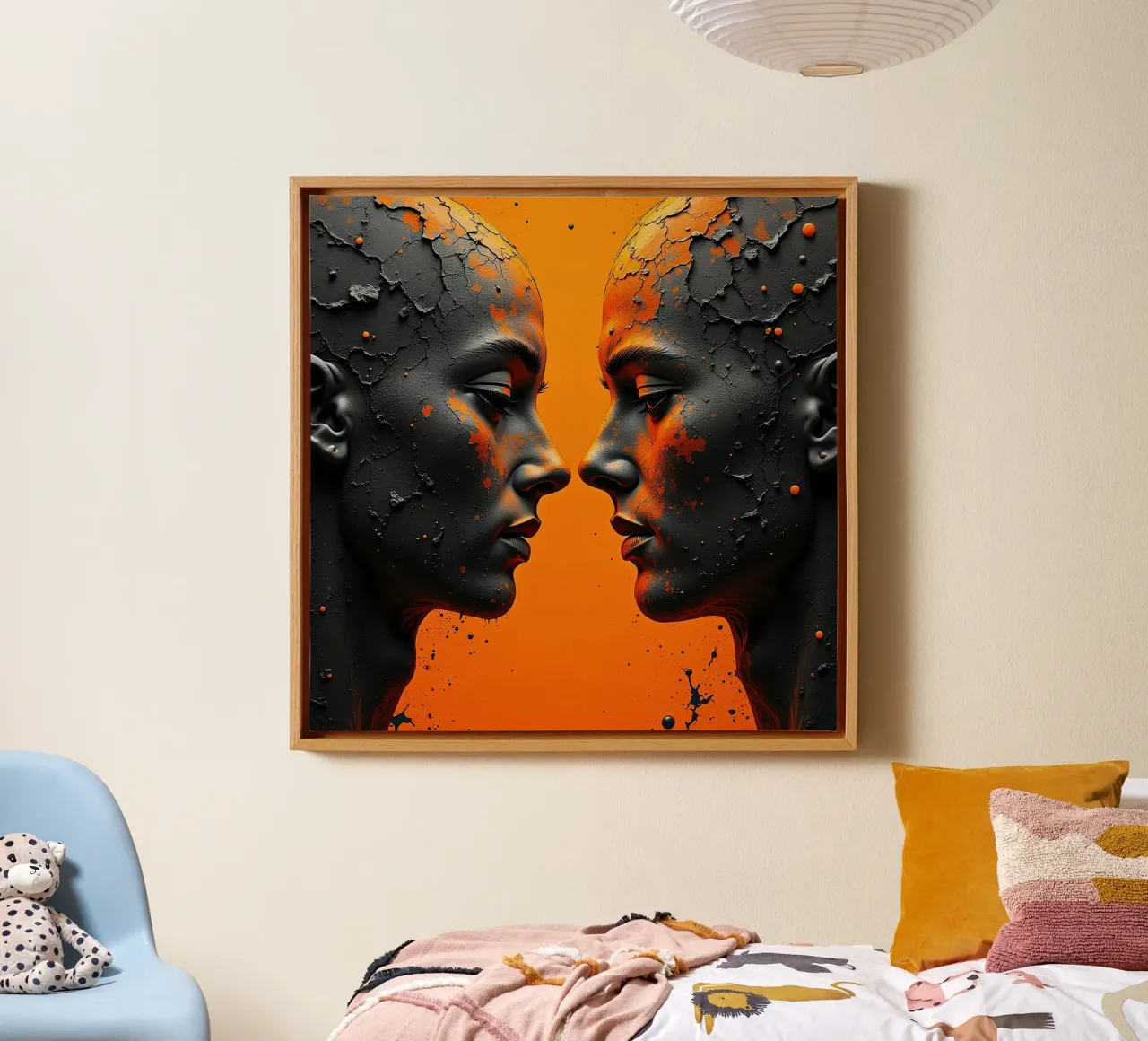 Immagine_specchio_arancione_2 tela con Cornice a cassetta da AI-Portraits by LK