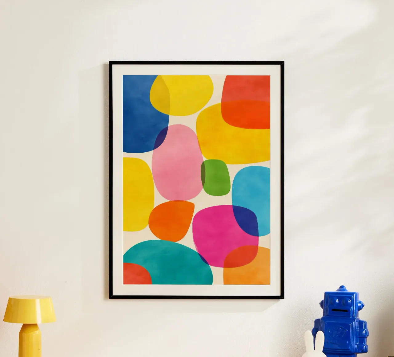 Jellybean Shapes poster con telaio in legno da Kiara