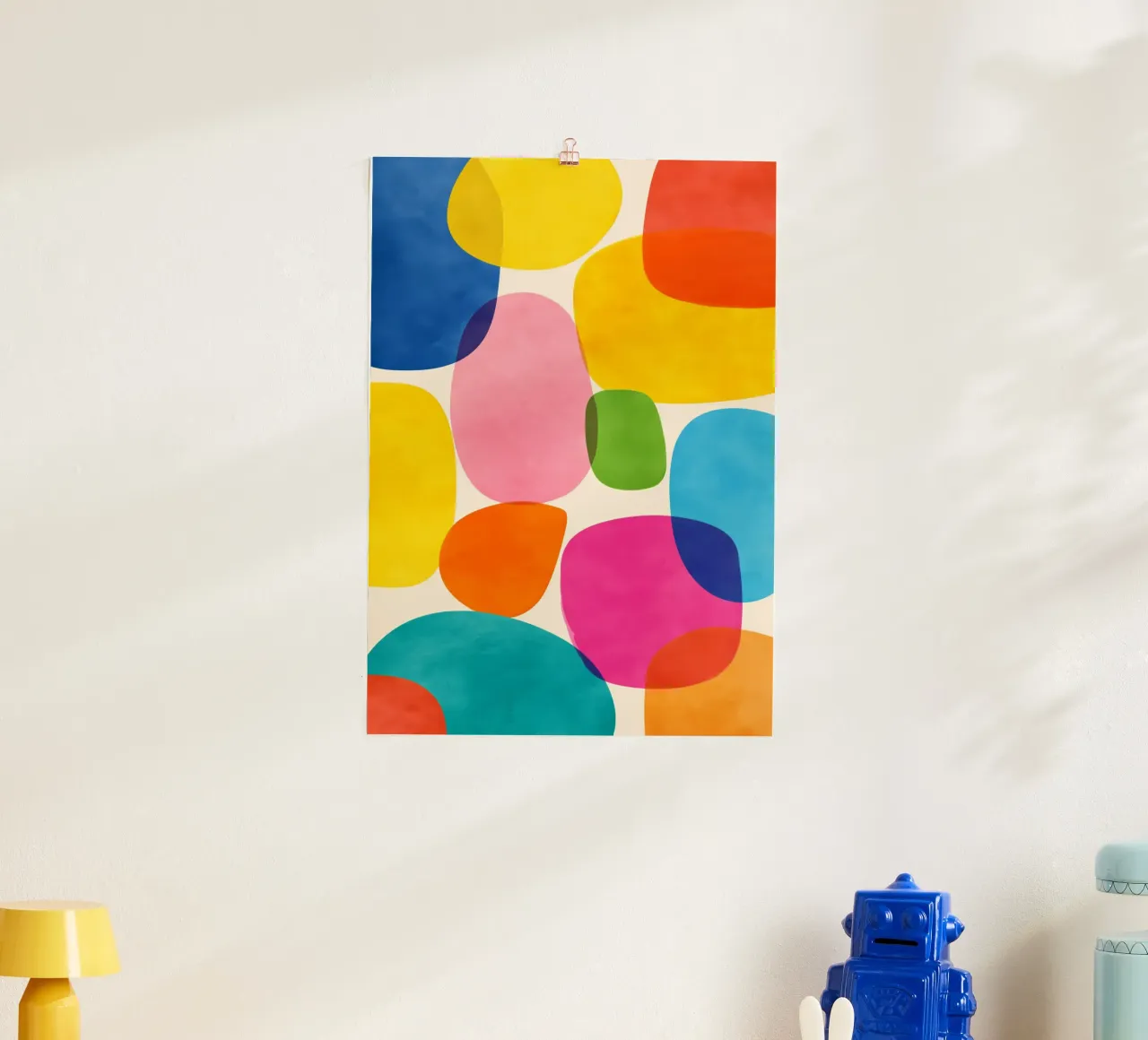Jellybean Shapes poster con telaio in legno da Kiara