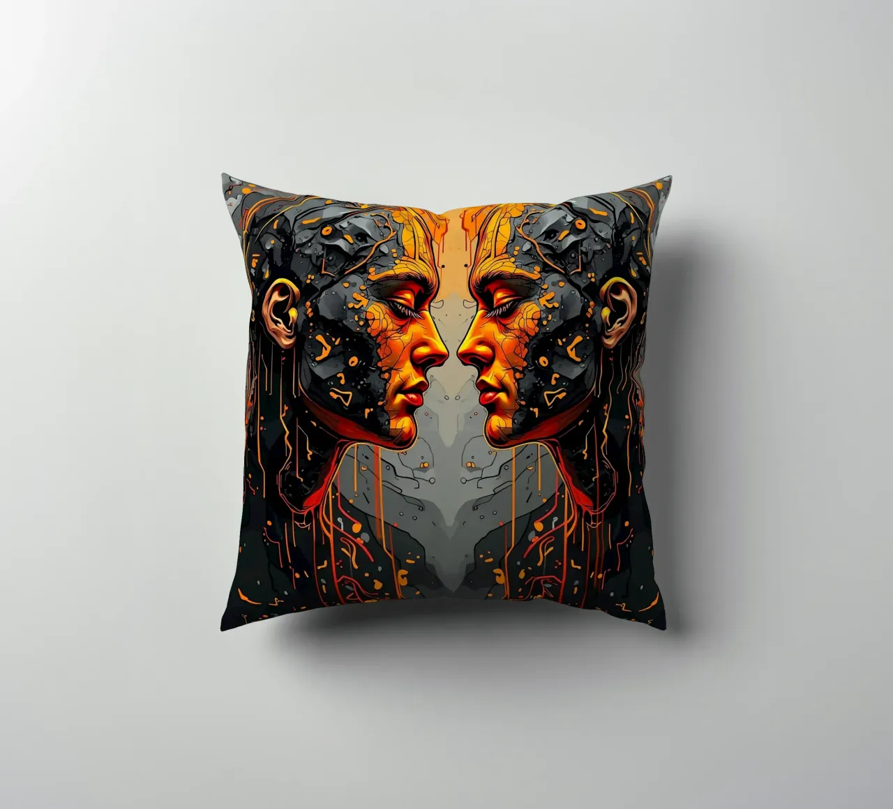 Immagine_specchio_arancione_3 cuscino da AI-Portraits by LK