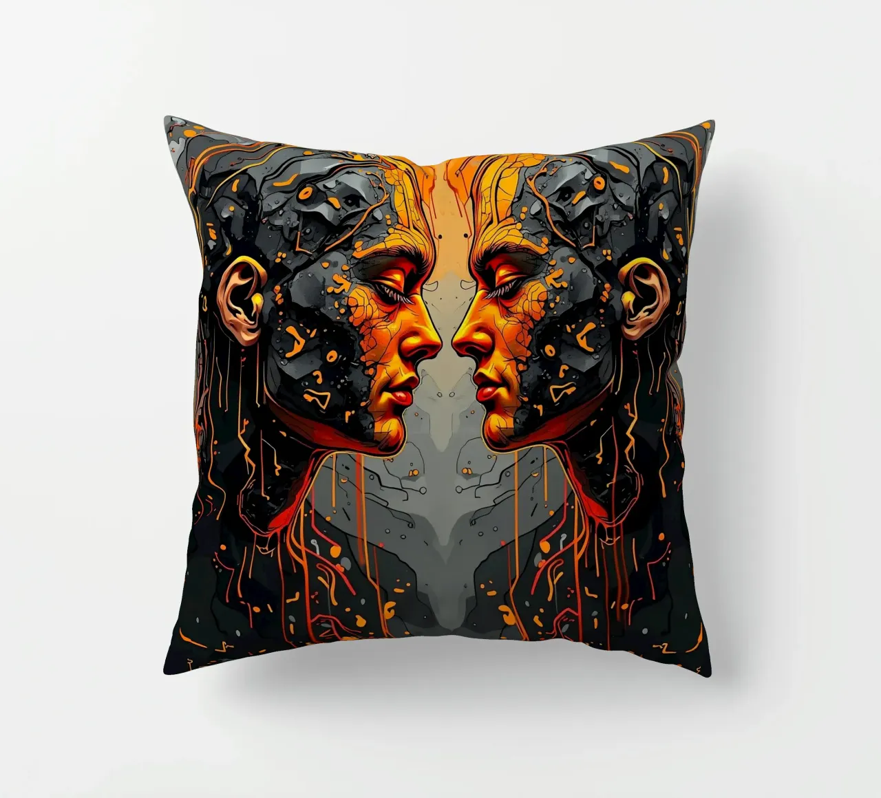 Immagine_specchio_arancione_3 cuscino da AI-Portraits by LK