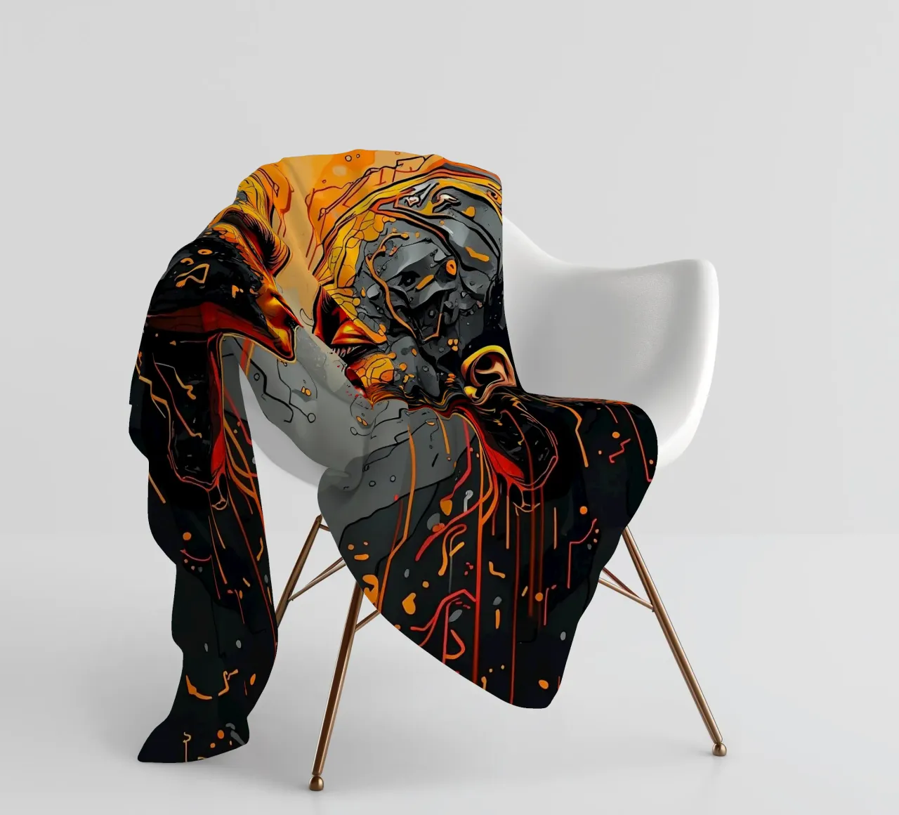 Immagine_specchio_arancione_3 coperta in pile da AI-Portraits by LK