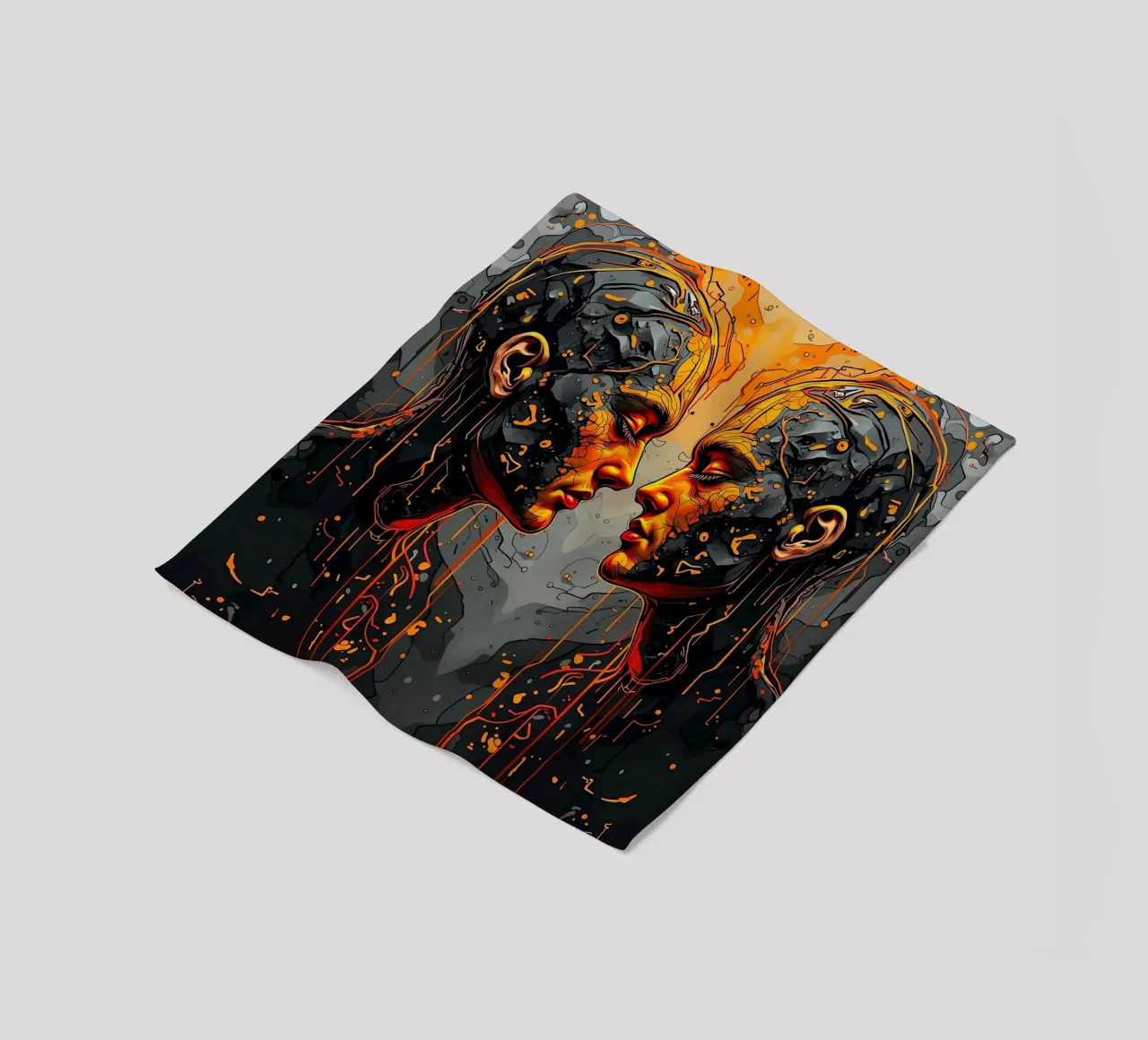 Immagine_specchio_arancione_3 coperta in pile da AI-Portraits by LK
