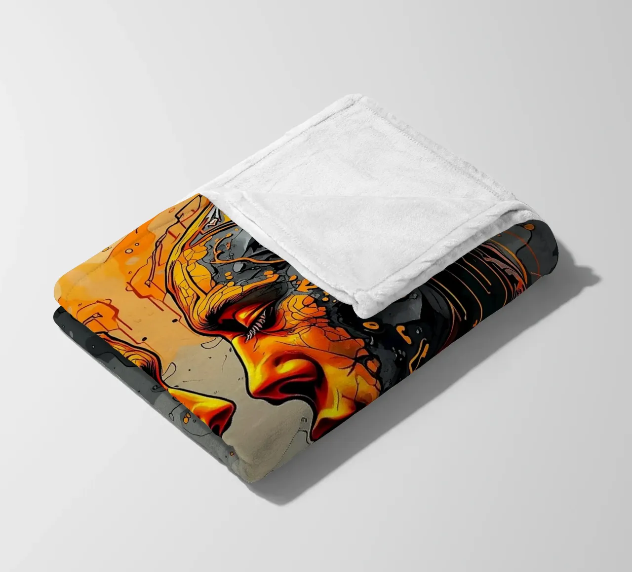 Immagine_specchio_arancione_3 coperta in pile da AI-Portraits by LK