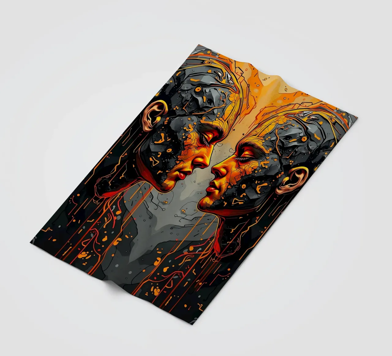 Immagine_specchio_arancione_3 coperta in pile da AI-Portraits by LK