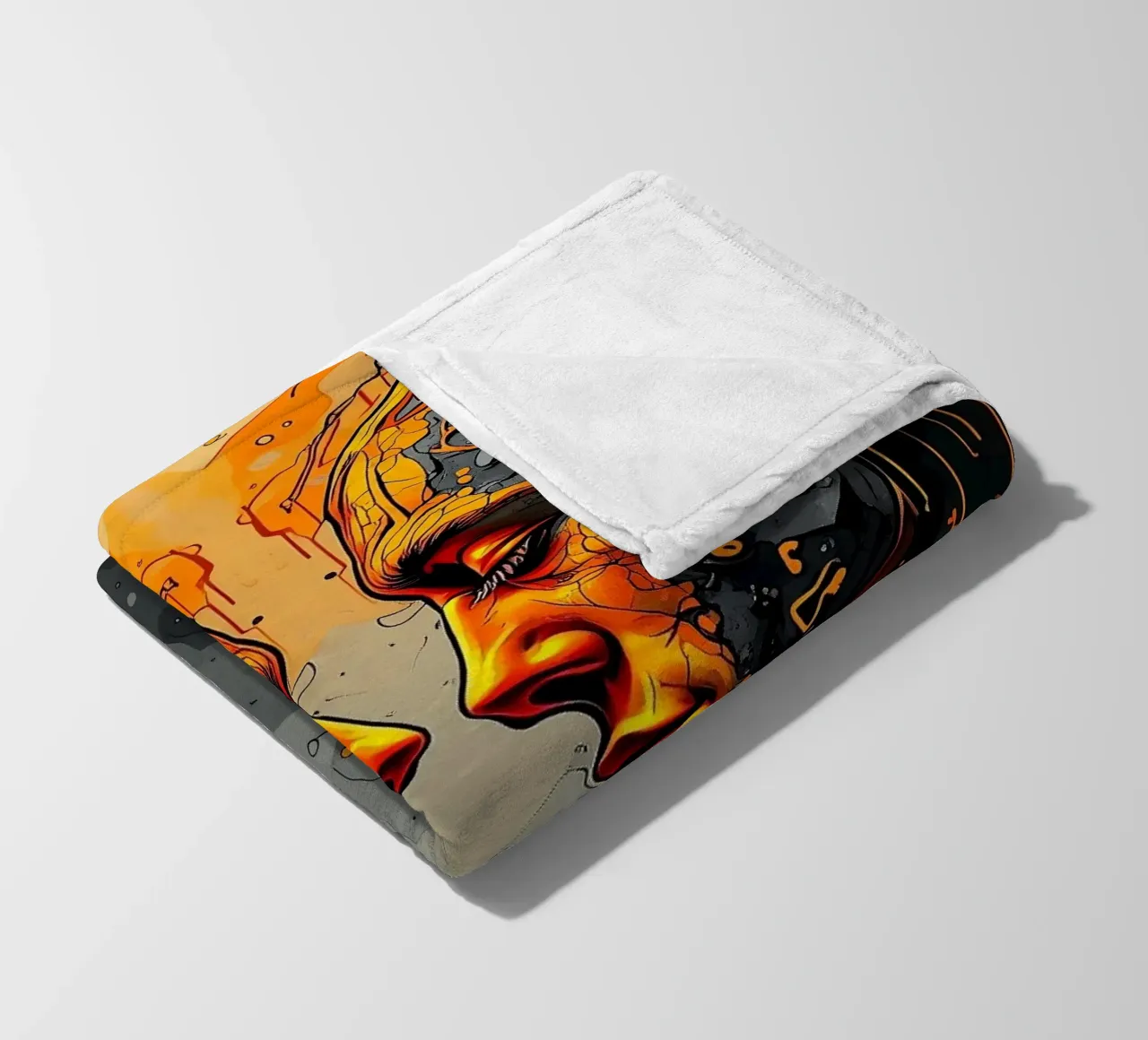 Immagine_specchio_arancione_3 coperta in pile da AI-Portraits by LK