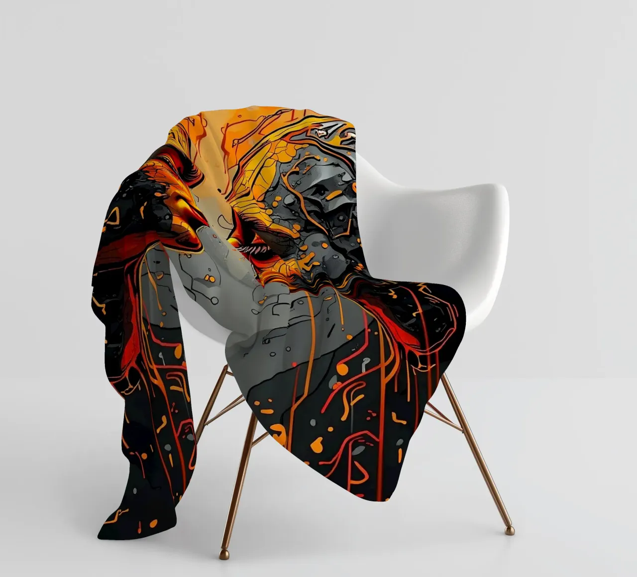 Immagine_specchio_arancione_3 coperta in pile da AI-Portraits by LK