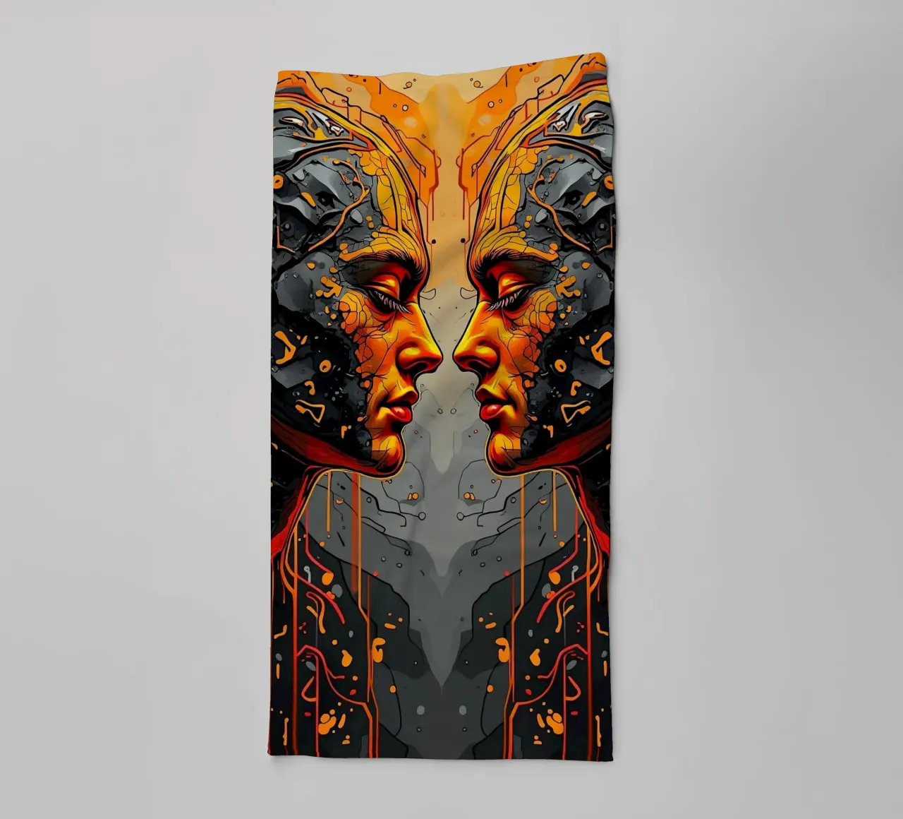 Mirror_image_orange_3 towel by AI-Portraits by LK