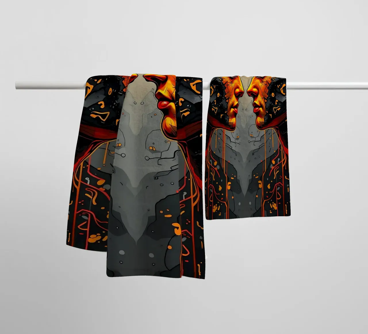Mirror_image_orange_3 towel by AI-Portraits by LK