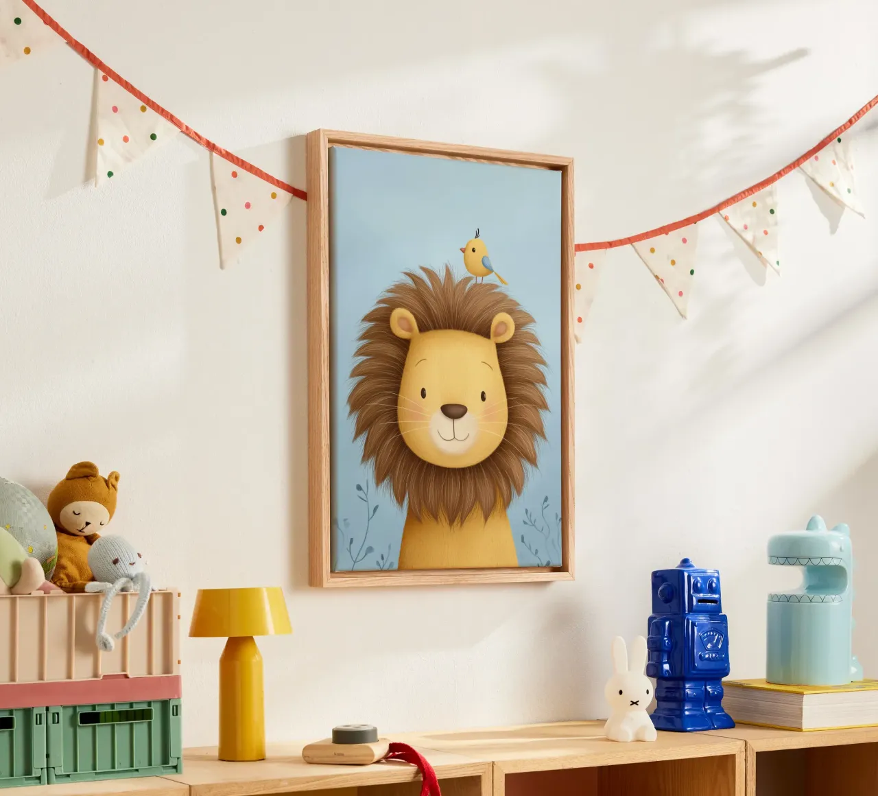 Lion & the Little Bird tela con Cornice a cassetta da Kiara