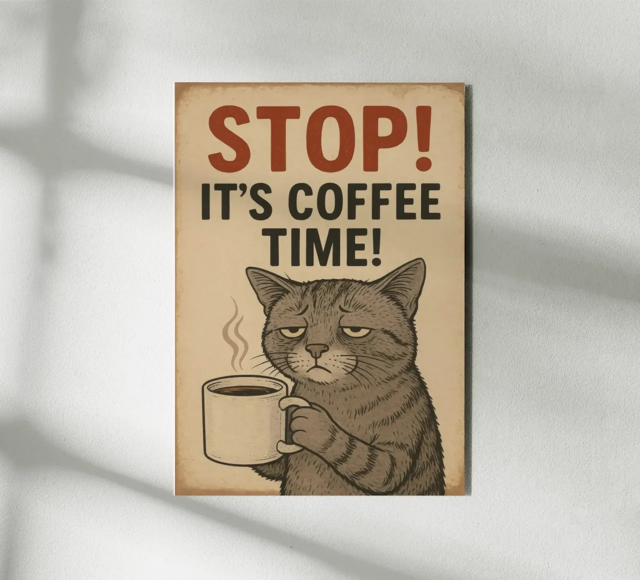 Stop It's Coffee Time Cat pannello forex da Nando Art
