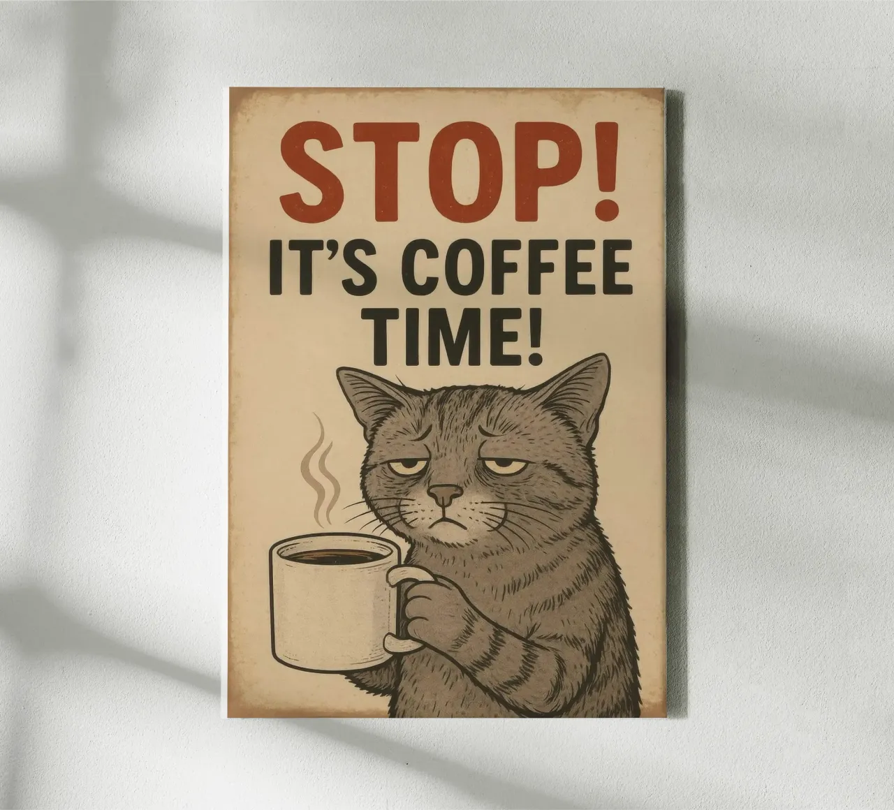 Stop It's Coffee Time Cat tela con Cornice a cassetta da Nando Art