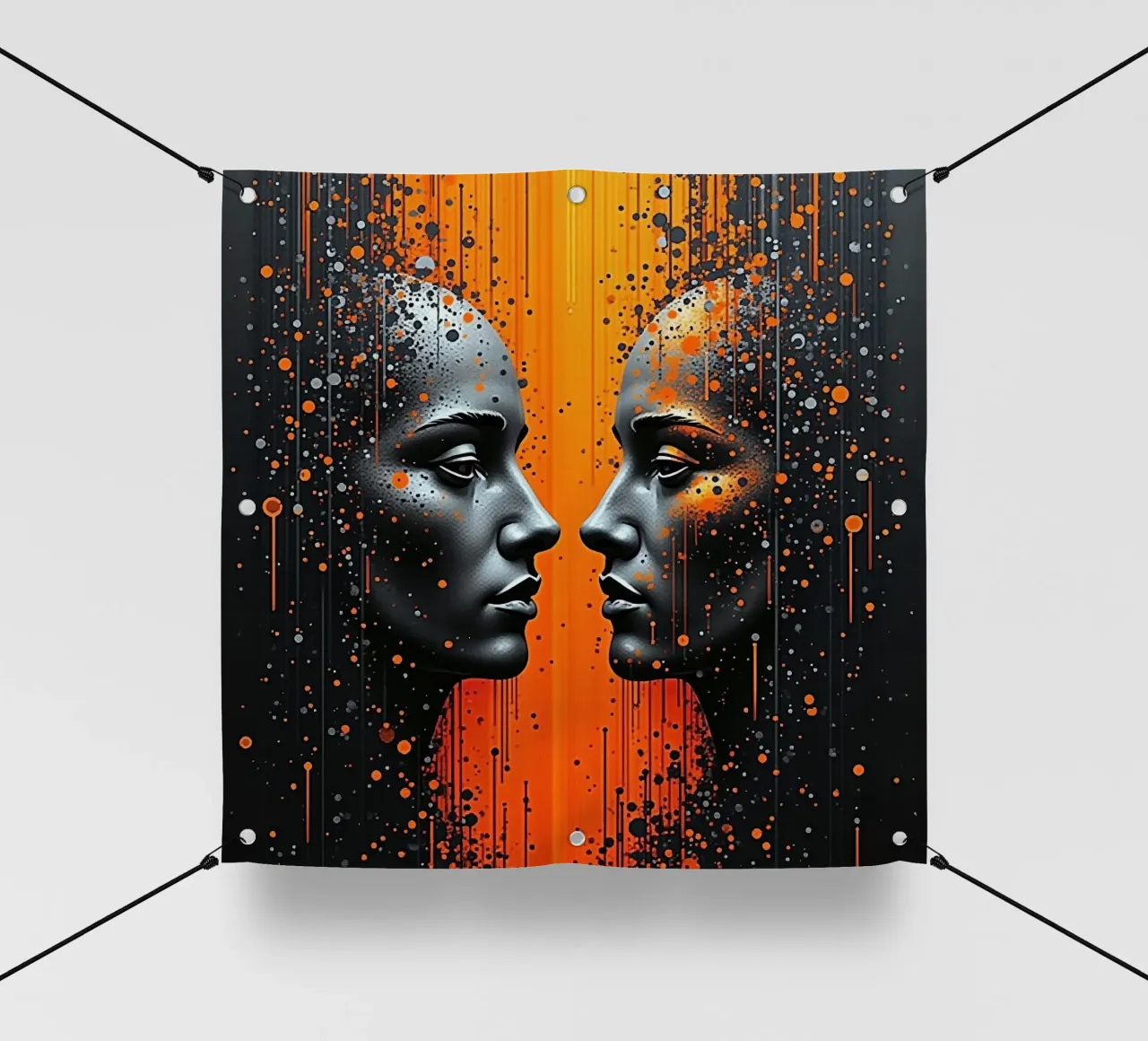 Immagine_specchio_arancio_5 telo in pvc da AI-Portraits by LK